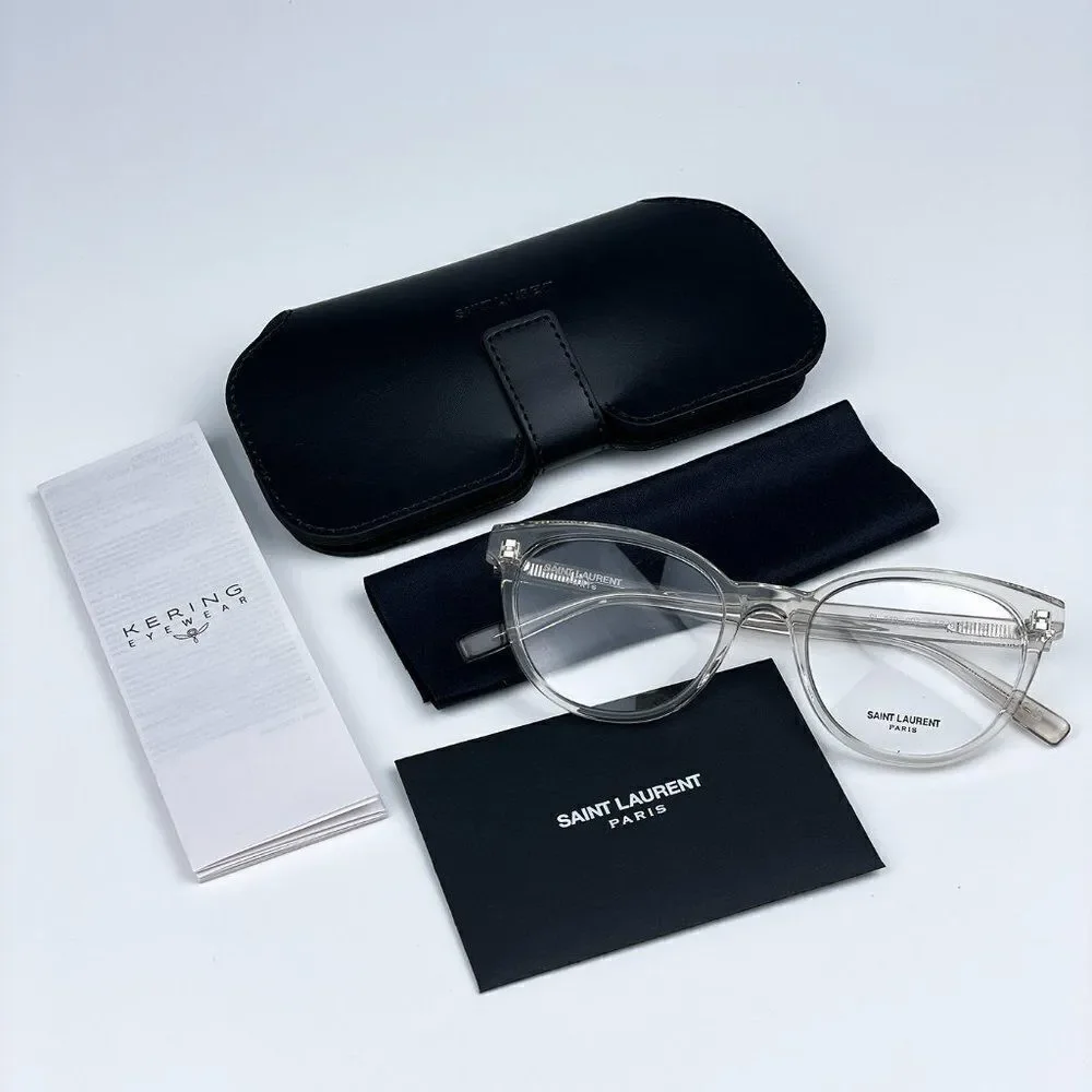 NEW Saint Laurent SL589 003 Beige Clear Oval Women Eyeglasses